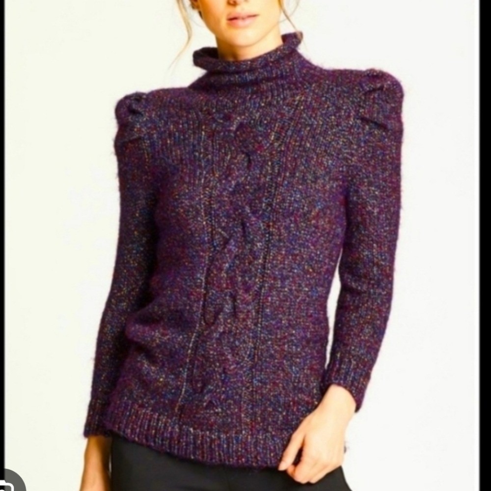 Marie Oliver Confetti Cable Knit Penni Purple Structured Sweater Size XS
